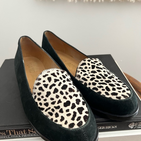 Franco Sarto Leopard Print Black Loafers - Picture 2 of 9